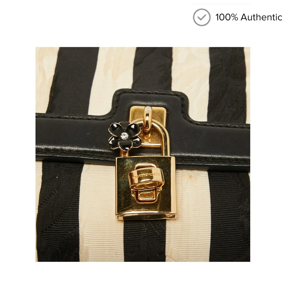 D&G Black and Cream Striped Shoulder Bag - Picture 10 of 14